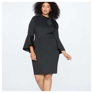 Eloquii Tie Neck Bell Sleeve Dress